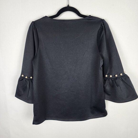 Tracy Negoshian Bell Sleeve Pearl Detail Modest Blouse XS - Picture 4 of 6